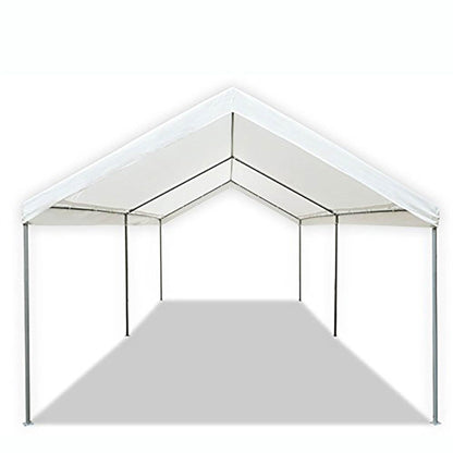 Caravan Canopy Powder Coated Heavy Duty Steel Frame Pop Up Carport with 6 Steel Stakes for Outdoor Activities and Events, White - WoodArtSupply