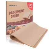 Hovico 130PCS Parchment Paper Baking Sheets, 12x12 Inch, Precut Non-Stick Parchment Sheets for Baking, Grilling, Air Fryer, Steaming, and More (Unbleached) - Perfect for BBQ, Picnic, Festival, Bread Hovico