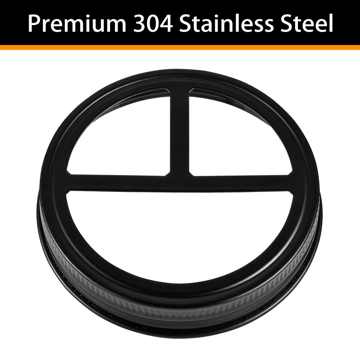 [Wide Mouth ONLY] SheeChung 2 Pack Mason Jar Toothbrush Holder Lid - Rustproof 304 Stainless Steel for Ball Mason Jar or Any Pint. Jar, Farmhouse Decor Bathroom Accessories Set - Black SheeChung