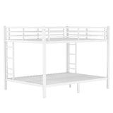 Queen over Queen Bunk Bed, Metal Bunk Bed with High Guardrail and Built-in Ladder, Heavy-Duty Queen Bunk Bed Frame for Kids,Teens, Adults, Metal Slats Support, No Box Spring Needed, White Harper & Bright Designs