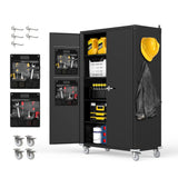 Reykilor Tall & Wide Metal Garage Storage Cabinet with 4 Adjustable Shelves, 43''W x 22''D x 72''H with Wheels & Pegboards, Heavy Duty Lockable Garage Cabinet for Warehouse, Basement, Office, Gym Reykilor