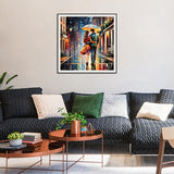 SJUTOUCI Couple in Rain Diamond Painting Kits for Adults, Diamond Art for Beginners, 5D Round Diamond Dots Gem Craft Art Home Wall Decor12x12 inch, Valentine's Day SJUTOUCI