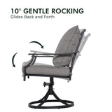 Grand patio 7-Piece Outdoor Dining Set for 6 E-Coated Patio Dining Furniture Set for 6 Patio Swivel Dining Chairs with Olefin Cushions 1 Rectangular Dining Faux Woodgrain Table with Umbrella Hole Grey Grand patio