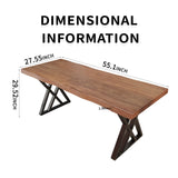 QZYJKJ Solid Wood Computer Desk Study Office Desk 55" Writing Desk, Modern Simple Style PC Table, Black Metal Frame, Solid Wood Planks 55" D x 27" W x 29" H for Home Office Bedroom,Rustic Brown QZYJKJ