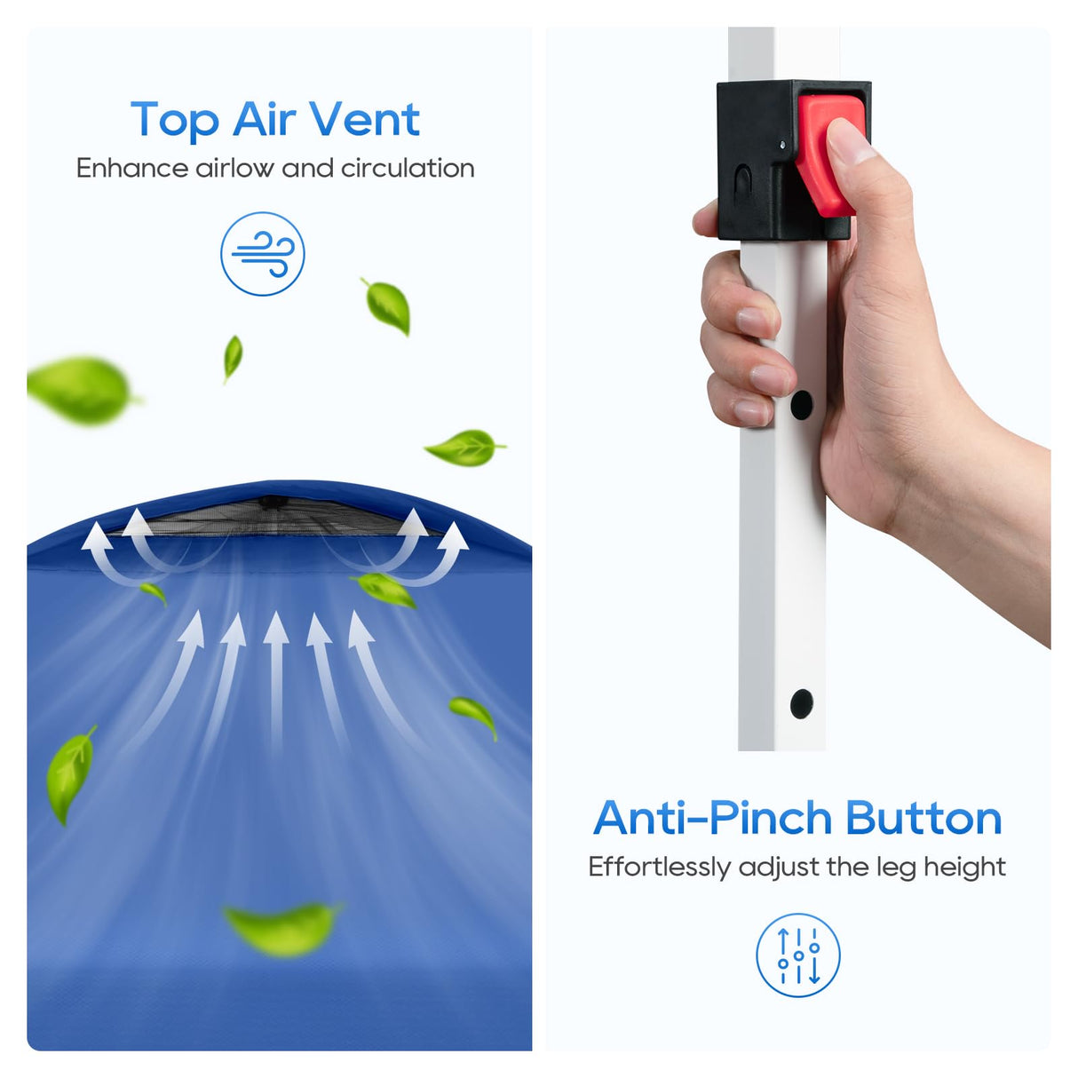 LuckIn 10×10 Pop Up Canopy Tent, Patented One Push Instant Canopy with Wheeled Carry Bag, Heavy Duty Shade Tent for Outdoor, Includes 150D Silver Coated Cover, 8 Stakes, 4 Ropes, 4 Weight Bags, Blue LuckIn