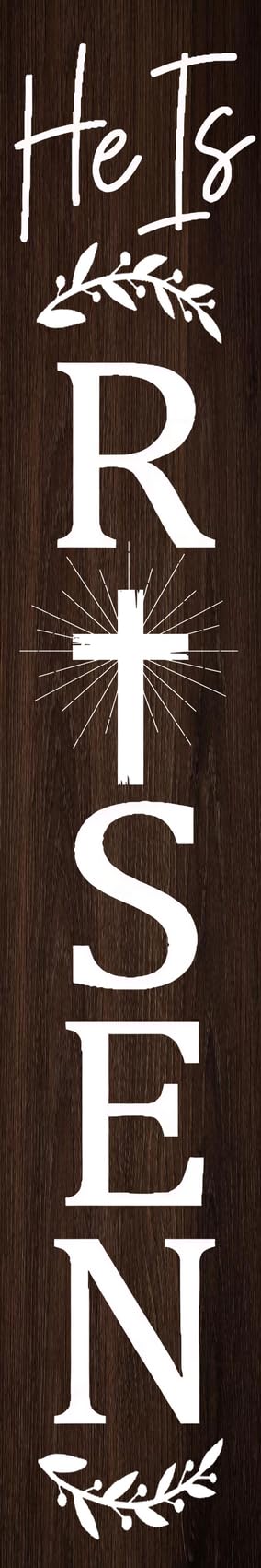 Houseuse He Is Risen Porch Sign 8x48" He Is Risen Decoration Hanging Eggs Easter Bunny Jesus Spring Vertical Wooden Holiday Door Sign Decorations For Home Outdoor Wall Decor Houseuse