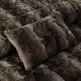 Madison Park Zuri Soft Plush Comforter Set, Faux Fur Animal Stripes Design, Faux Mink On The Reverse, Modern All Season Bedding Set with Matching Sham, Full/Queen, Chocolate Madison Park
