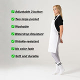 TOSHE Kitchen Apron Waterdrop Resistant Cotton Apron with adjustable Aprons for Women with Pockets 10 Color option Cooking White Apron(White) TOSHE