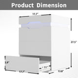 YESHOMY Nightstand with LED Light and Charging Station, Endtable with 3 Drawers, Bedside Table with Large Capacity, for Bedroom, Set of 2, 27.5" Height, White YESHOMY