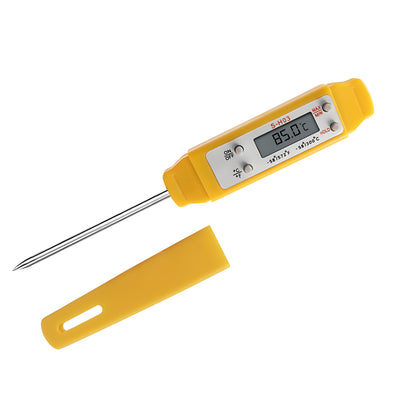 Ausenzup Meat Thermometer - Digital Food Thermometer for Cooking Kitchen - Automatic Calibration Pen Style Electronic Pocket Thermometer for Water Temperature, Barbecue (Yellow)
