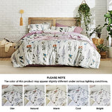Bedsure Comforter Set Full Size - Cute Floral Bedding Comforter Set, 3 Pieces, 1 Soft Reversible Coconut White Botanical Flowers Comforter and Pillow Shams Bedsure