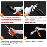 Lnchett Grease Gun with Quick Release Coupler and Towel, 9000 PSI Professional Heavy Duty 14 oz Grease Gun with 18 Inch Spring Flex Hose, 1 Reinforced Coupler, 2 Extension Rigid Pipe and1 Sharp Nozzle Lnchett