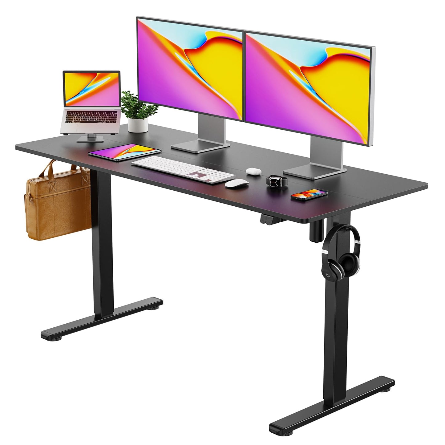 Our Modern Space Height Adjustable 40" Electric Standing Desk - Upgraded Ultra Durable Home Office Large Rectangular Computer Table or Laptop Sit Stand Workstation - 40 x 24 Inch - WoodArtSupply