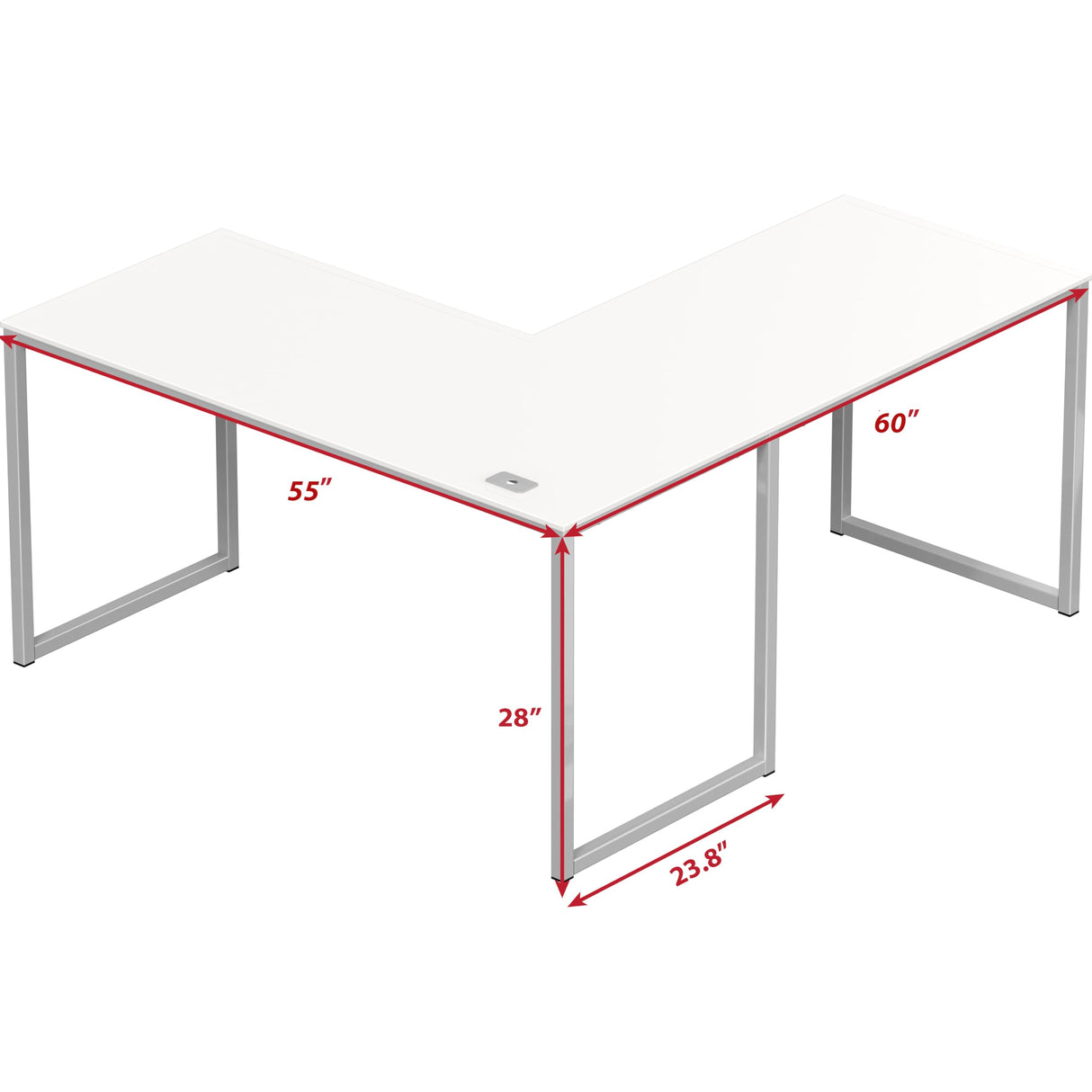 SHW Home Office 55-Inch Large L Shaped Corner Desk, 24" Deep, White SHW