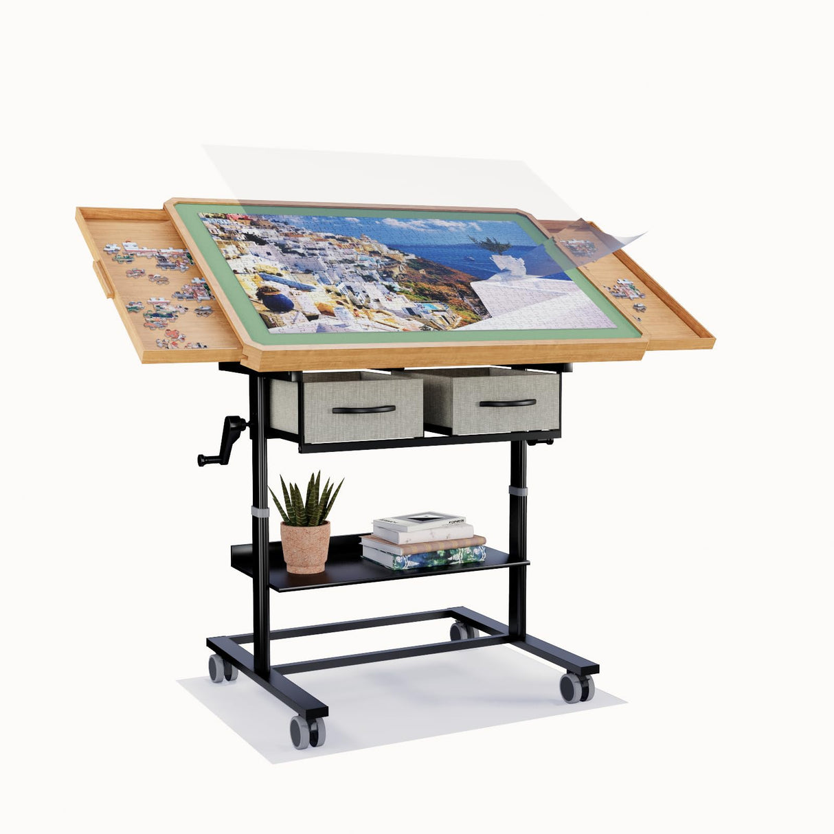 1500 Piece Jigsaw Puzzle Table with Legs,Jigsaw Puzzle Board Portable with 4 Drawers and Cover,35"x26"Adjustable Puzzle Tables for Adults,Gift for Mom OIRBOEUS