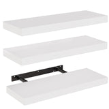 AMADA HOMEFURNISHING Floating Shelves, Wall Shelves for Bathroom/Living Room/Bedroom/Kitchen Decor, White Shelves with Invisible Brackets Set of 3 - AMFS08 AMADA HOMEFURNISHING