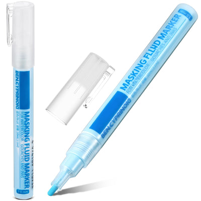Feifeiya 2 Pcs Masking Fluid Pen for Watercolor Painting, 10ml Capacity with 3mm Applicator Tip, Masking Fluid Marker for Various Art Projects Watercolor Ink