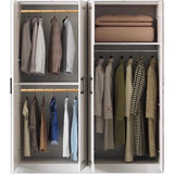 LITFAD Freestanding Functional Closet Contemporary Wood Large Capacity Storage Wardrobe with Shelves and Garment Rod Clothes Cabinet for Bedroom Hotel - White Armoire 55" L x 19.5" W x 71" H LITFAD