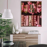 Books Paint by Numbers Kit for Adults,Bookshelf DIY Acrylic Painting Kit for Beginners Unframed,Flowers Easy Adult Paint by Number Kits on Canvas for Decor 16x20inch Canrichshop