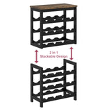 MOGELAFOO 6 Tier Bamboo Wine Rack Freestanding Floor, 24 Bottles Wine Storage Shelves with Brown Table Top, Stackable Wine Display Rack for Kitchen, Bar, Dining Room, Living Room MOGELAFOO