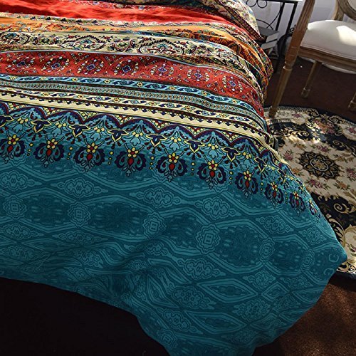 Dodou Boho Style Bedding Set Boho Duvet Cover Set Bohemian Bedding Set 3psc (Queen) D DODOU