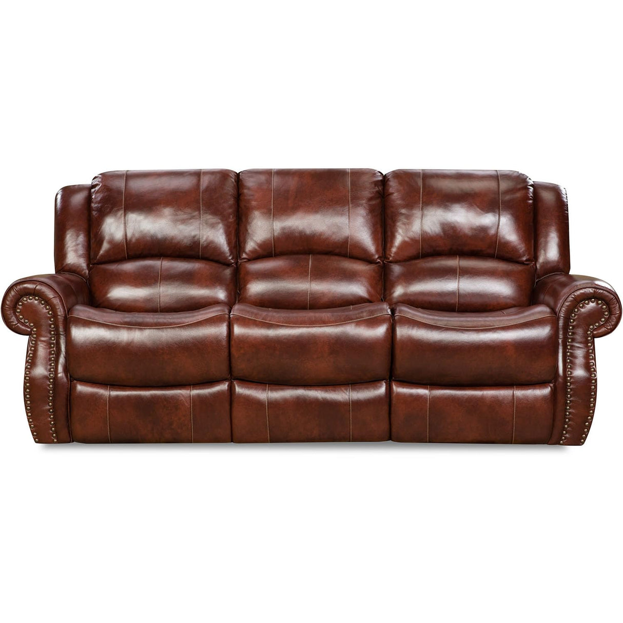 Cambridge Telluride Indoor Double Reclining Couch for Living Room, Family Room, or Man Cave, 100% Genuine Oxblood Leather, Space Saving Modern Rustic Sofa, Deep Seating Couches for Living Room CAMBRIDGE