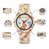 BOBO BIRD Women's Bamboo Watch Butterfly Engraved Handmade Wooden Casual Watches BOBO BIRD