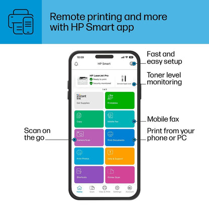 HP LaserJet Pro 4001dw Wireless Black & White Printer, Best-for-Office (2Z601F)