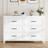 Jocoevol White Farmhouse 6 Drawer Dresser for Bedroom - Large Double Dressers TV Stand with Deep Drawers Dressers for Hallway, Entryway - Off White Jocoevol