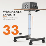 Sweetcrispy Mobile Small Standing Desk - Sit Stand Portable Rolling Laptop Desk with Lockable Wheels, Adjustable Height Computer Workstations, Brown Sweetcrispy