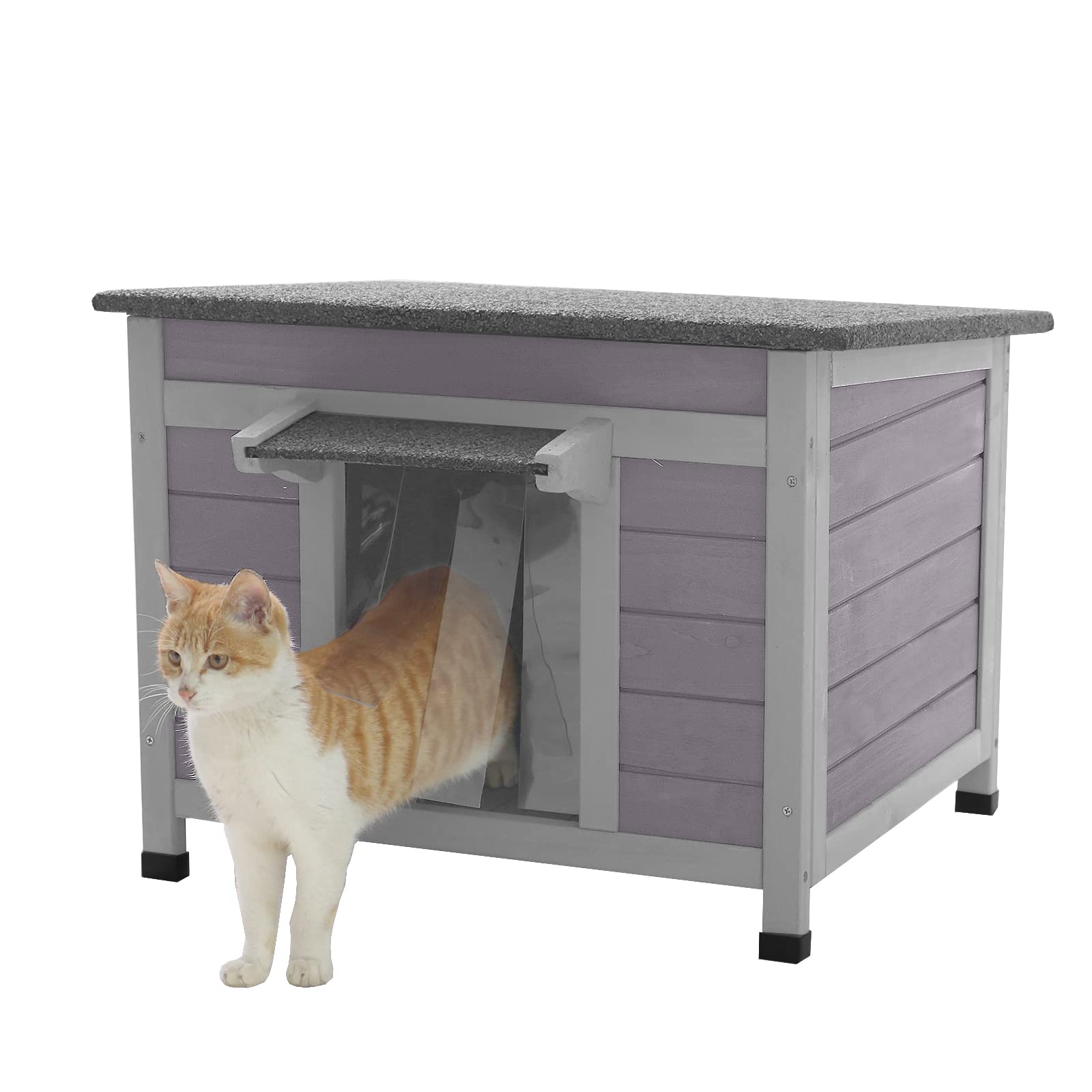 Aivituvin Feral Cat House Waterproof Outdoor Indoor Rabbit Hutch for Bunnies,Cats,Dogs and Other Small Animals,Asphalt Roof - WoodArtSupply