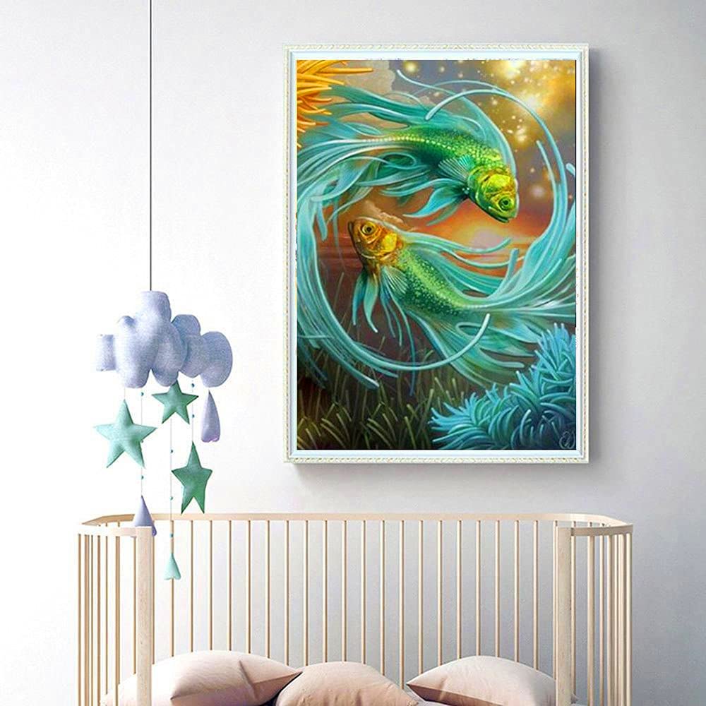 MMAHD 5D DIY Diamond Art Painting Kits for Adults Full,Fish Full Drill Embroidery Paintings Rhinestone Pasted DIY Painting Cross Stitch Arts Crafts for Home Wall Decor 15.8×19.8Inches. MMAHD