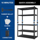 BILT HARD 2000LBS Garage Shelving, 39.4" W x 18" D x 72" H, 5-Shelf Storage Shelves Heavy Duty, Industrial Metal Shelving Units with Adjustable Shelf, Steel Utility Shelves, Black BILT HARD