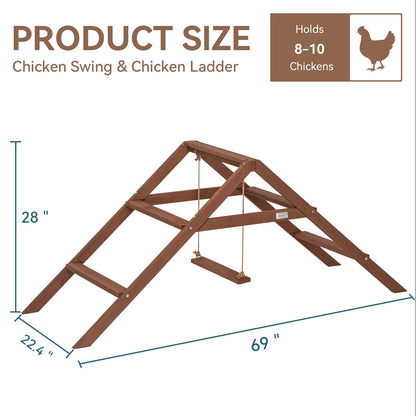 PETSFIT Chicken Roosting Bars for Coop Accessories, Chicken Perches with Swing are Perfect for 8-10 Chickens, Wooden Chicken Ladder for Pet's Healthy & Happy, Easy to Assemble&Clean - WoodArtSupply