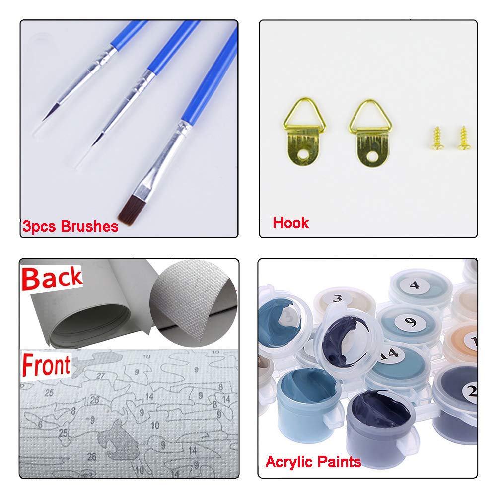 Newsight Paint by Numbers for Adults & Kids & Beginners DIY Acrylic Painting Gift Kits Drawing Paintwork with Paintbrushes 16 * 20inch Venice Street Newsight