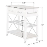 FirsTime & Co. Off-White and Brown Aurora Kitchen Cart, Coffee Bar and Microwave Stand, Island on Wheels with Storage, Wood and Metal, Farmhouse, 31.5 inches FirsTime & Co.