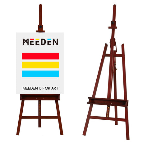 MEEDEN Walnut Large Painters Easel Adjustable Solid Beech Wood Artist Easel, Studio Easel for Adults with Brush Holder, Holds Canvas up to 48" MEEDEN