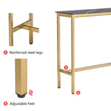 Aklaus 40" Bar Table,Rectangular Industrial Bar Height Table with Sturdy Gold Metal Frame Black Faux Marble Top,Pub Table High Top Dining Table Console Table for Dining Room Living Room Entryway Aklaus