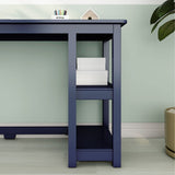 Max & Lily Solid Wood Desk With Shelves, 47 Inches, Blue Max & Lily