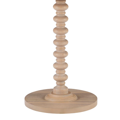 Powell Natural Tarkin Round Wood Turned Spindle Pedestal Side Accent Table - WoodArtSupply