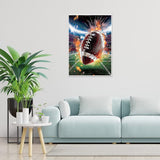 LXTONG Rugby Football 5D Diamond Art Painting Kits, Flame Rugby Diamond Painting Set, Rugby Game Diamond Painting for Beginners Arts and Crafts Wall Decor (12X16 Inches) LXTONG