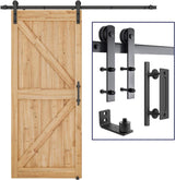 SMARTSTANDARD 6.8 FT Heavy Duty Sturdy Sliding Barn Door Hardware Kit, Black, (Whole Set Includes 1x Pull Handle Set & 1x Floor Guide) Fit 36"-40" Wide Door Panel (I Shape Hanger) SMARTSTANDARD