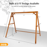 VINGLI Heavy Duty 660 LBS Wooden Swing Frame with Extra Bottom Connection Board, Upgraded A-Frame Porch Swing Bench Stand for Indoor & Outdoor VINGLI