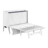 AFI, Northampton Full Size Murphy Bed Desk with Memory Foam 6" Mattress and Built-in USB Charger, White AFI