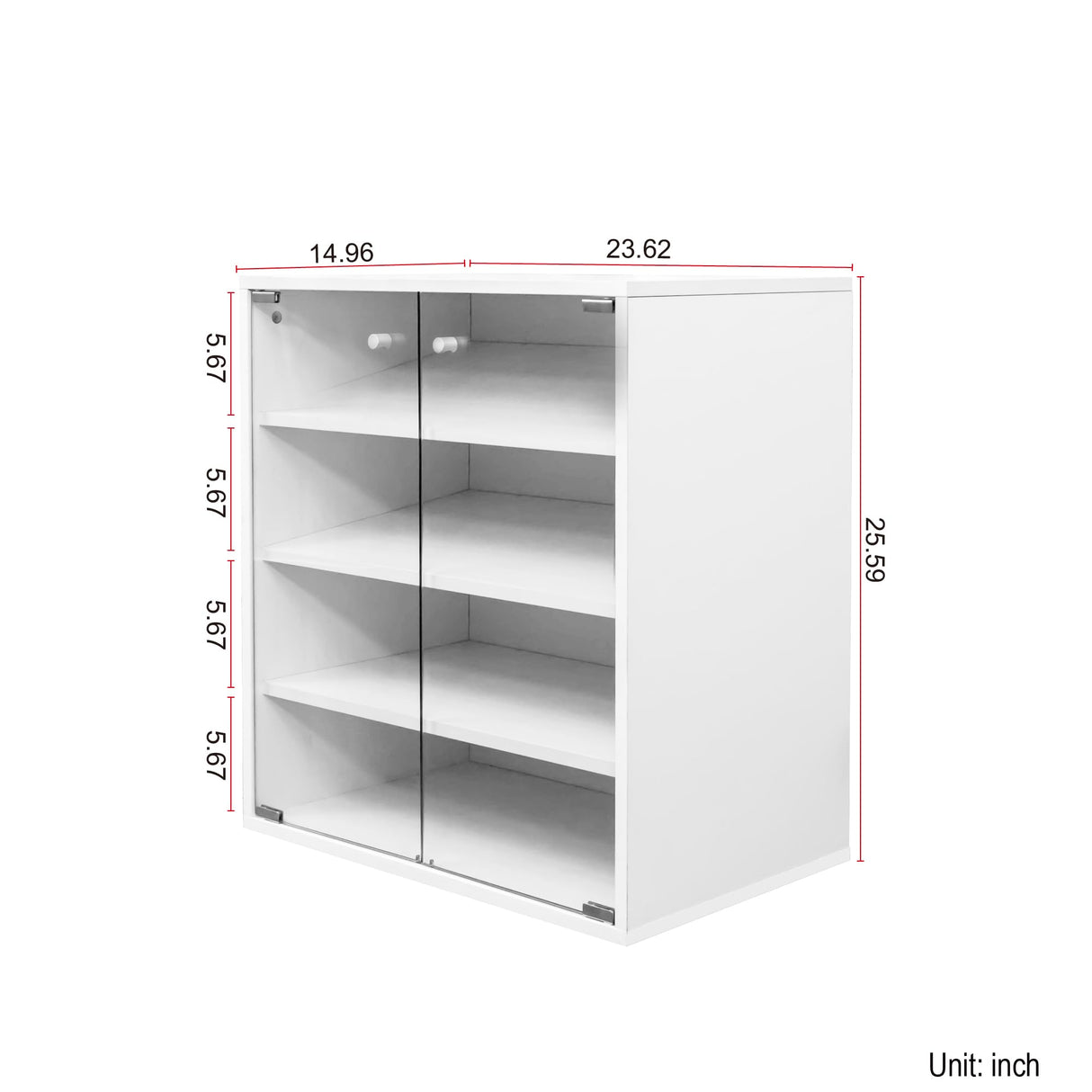 Homtique Shoe Box with RGB LED Light, Modern 4-Tier Stackable Storage Shoe Cabinet Shoe Display with Glass Door for Sneakers(White) Homtique