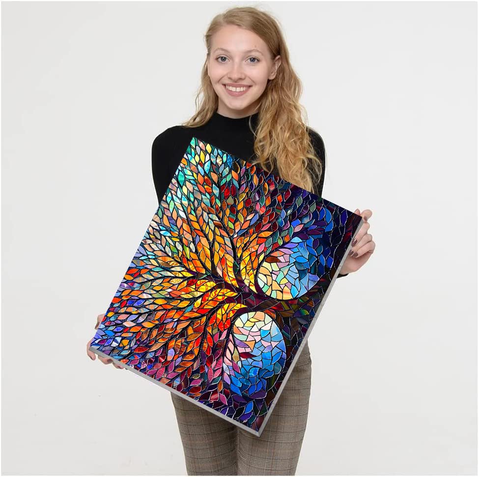 VIGEGU Tree of Life Paint by Numbers Kit for Adults with Framed - Paint by Number with Wooden Easel DIY Nice Box Acrylic Oil Painting,for Wall Decor 8x12inch VIGEGU