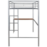 Harper & Bright Designs Metal Loft Bed with Desk, Teen Twin Size Loft Bed Frame Built-in Ladders, Safety Guardrails, Noise Free, Noise Free, No Box Spring Needed (Silver) Harper & Bright Designs