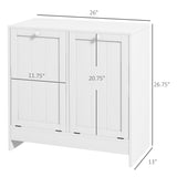 kleankin Tilt-Out 2-Compartment Laundry Hamper, Modern Clothing Storage Basket, Hamper Cabinet for Bathroom, Laundry Room, White kleankin