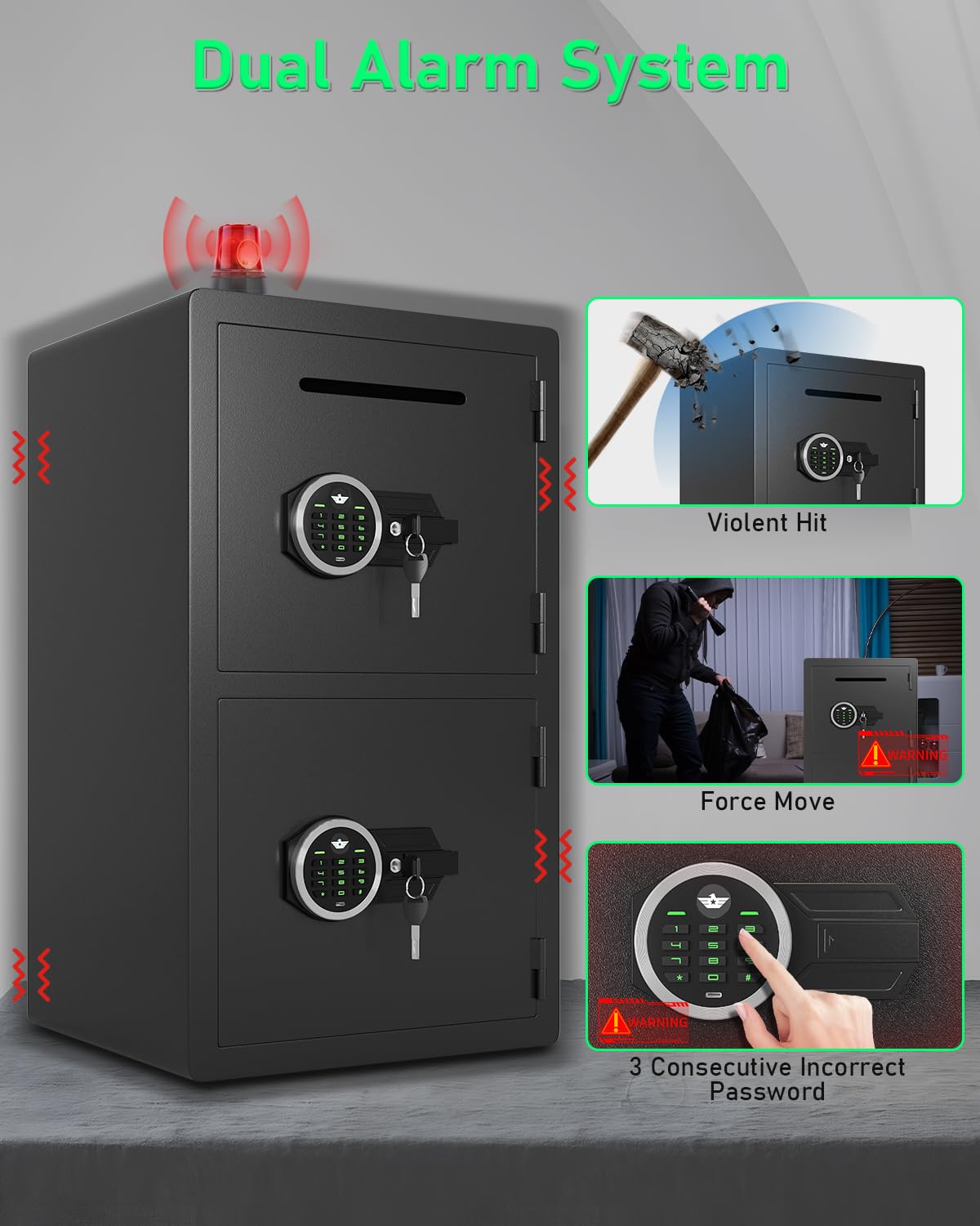 Omethey 5.0 Cu ft Extra Large Safe Fireproof Waterproof, Digital Security Safe Box with Deposit Slot & Metal Storage Box with Backlit Keypad & Dual Alarm for Home Office Omethey