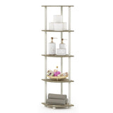 Furinno Turn-N-Tube 5 Tier Corner Display Rack Multipurpose Shelving Unit, 1-Pack, Sonoma Oak/White Furinno